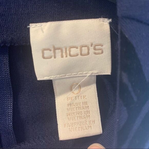 Chico's Navy Flocked Mock-Neck Sheath Dress - Picture 10 of 12